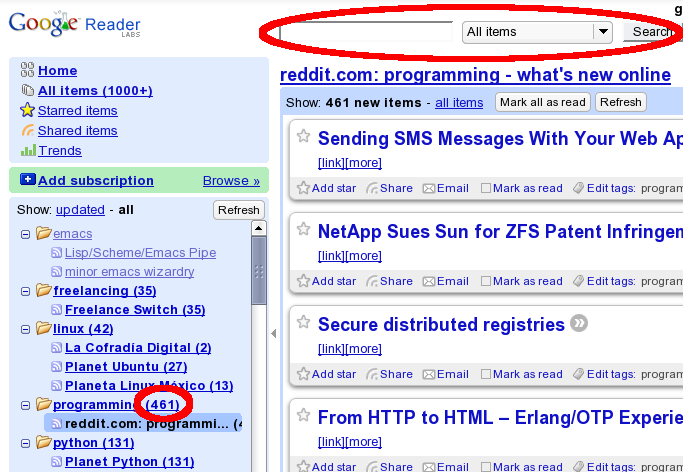 Google reader updates