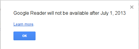 Google Reader termination notice